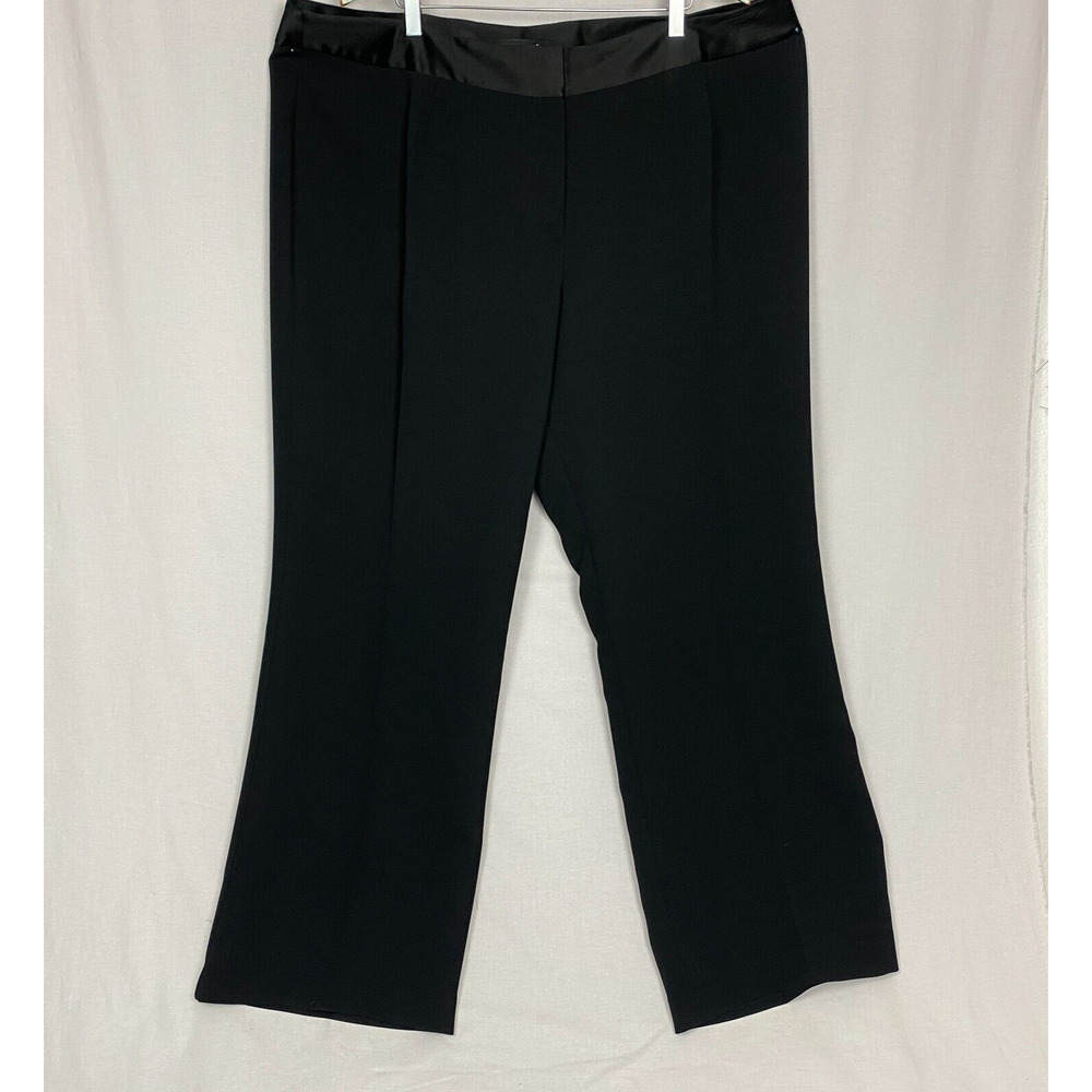 Talbots Dress Pants Women 22W Solid Black‎ Heritage Satin Trim Career 44x32 NEW